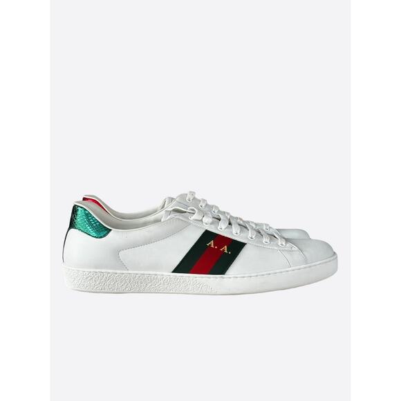 Gucci White Green & Red Striped Ace Sneaker - Picture 1 of 8